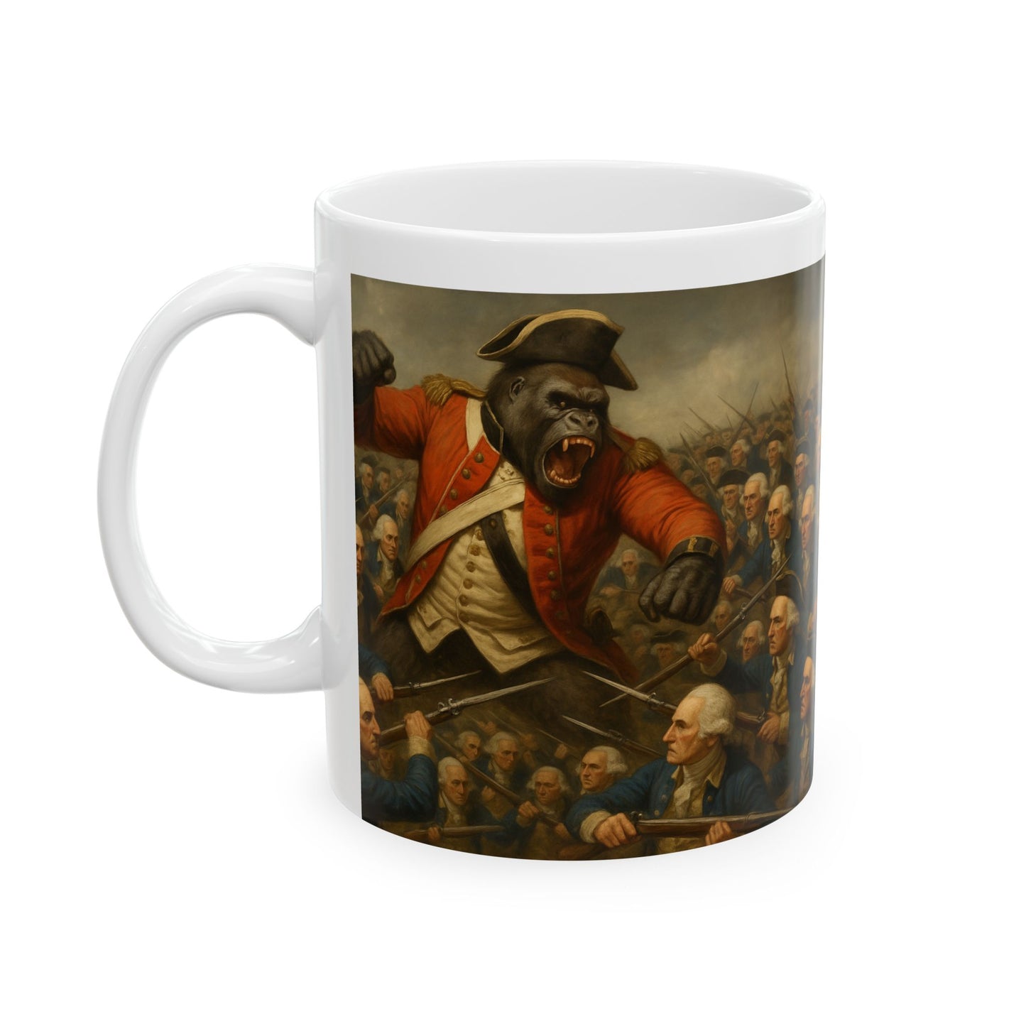 100 George Washingtons fighting a Silverback Gorilla Redcoat Mug 4th of July!