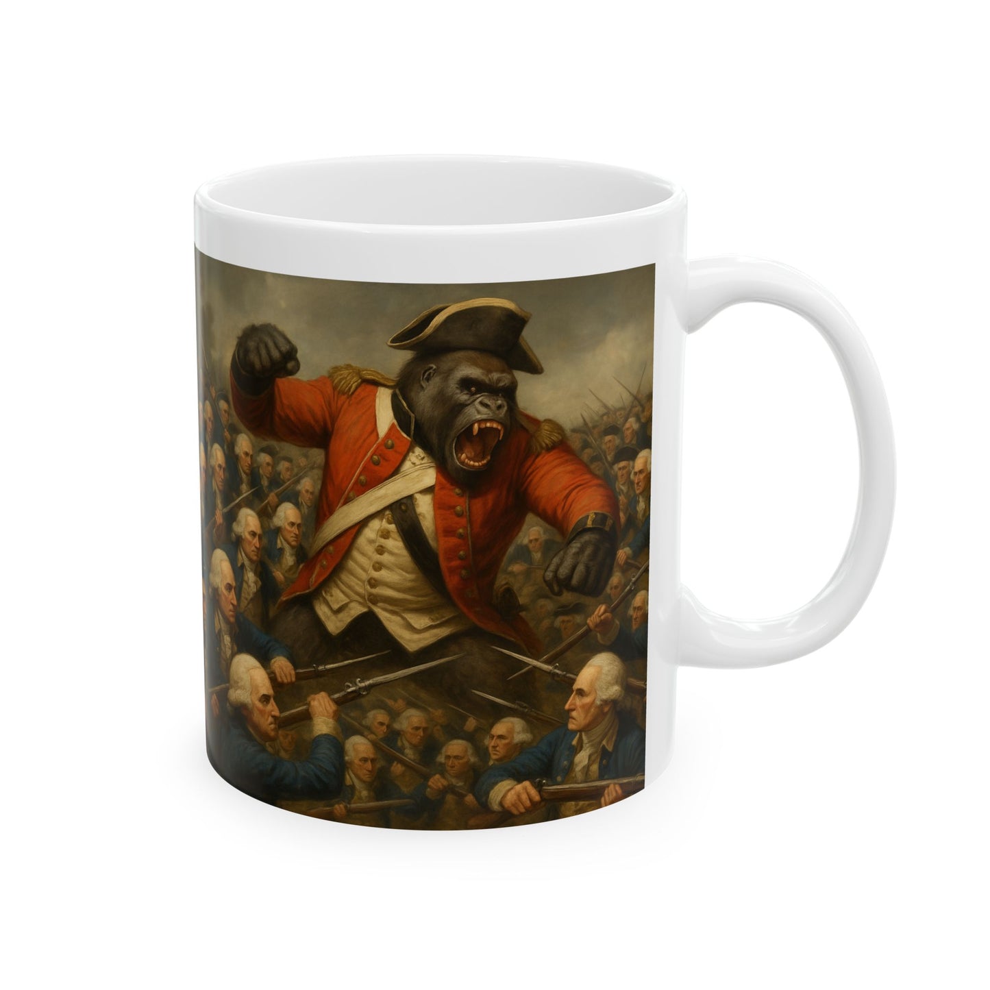 100 George Washingtons fighting a Silverback Gorilla Redcoat Mug 4th of July!
