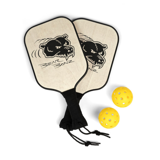Bear Bonz Pickleball Set, 2 paddles, balls, carrying case